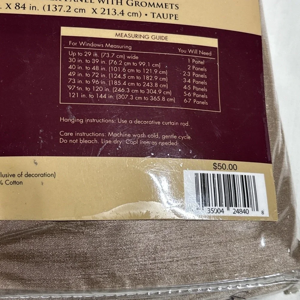 Sterling Faux Silk Panel Grommets‎ Window Curtain Lined Taupe 54 x 84